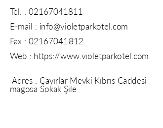 Violet Park Hotel iletiim bilgileri